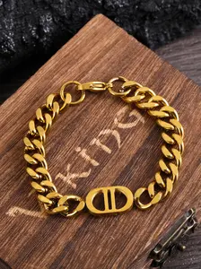 Minimalist Double Ring Cuban Chain Bracelet, Metal Texture Letter Clasp, Everyday Versatile, Perfect Holiday Gift, Stylish Accessory