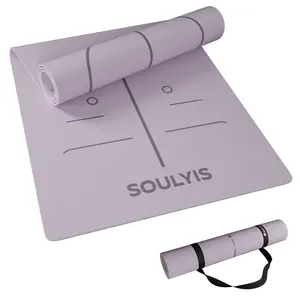 SOULYIS Shock-absorbing Yoga Mat, extra wide and enlarged exercise mat, with straps, unisex, 8mm thick double-sided non-slip eco-friendly yoga mat, super shock-absorbing patented design, suitable for Pilates, exercise and fitness.