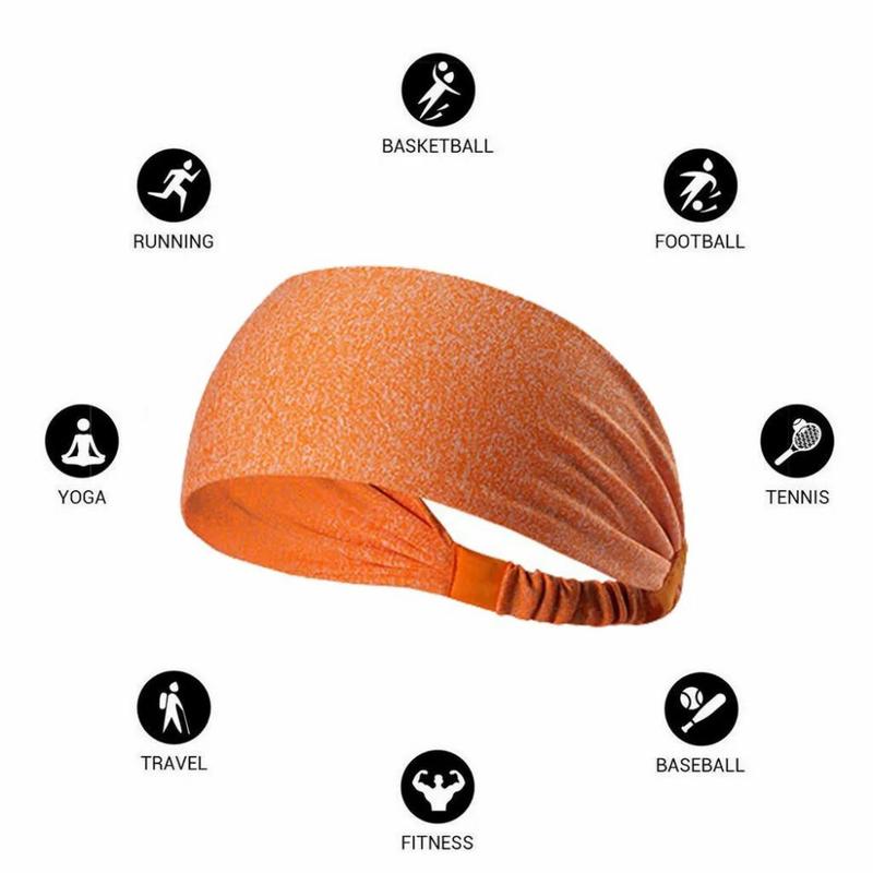 5Pcs Wide Sports Headbands for Men Women - Non-Slip Moisture Wicking Sweatbands | Running Yoga Basketball Cycling