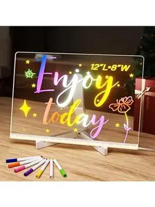 JINYING Led Drawing Board For Kids, Acrylic Dry Erase Light-Up Board with Stand Markers Wipes Spray Bottle & Tracing Paper Erasable Reusable Board for Kids Learning Ideal Gift for Birthday Halloween Christmas Decorative Neon Sign Night light