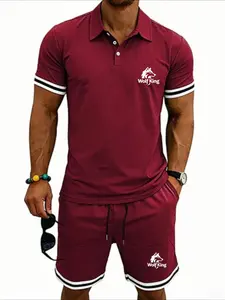 American Men's Summer Casual Minimalist Color-block Trendy Thin Breathable Polo Suit