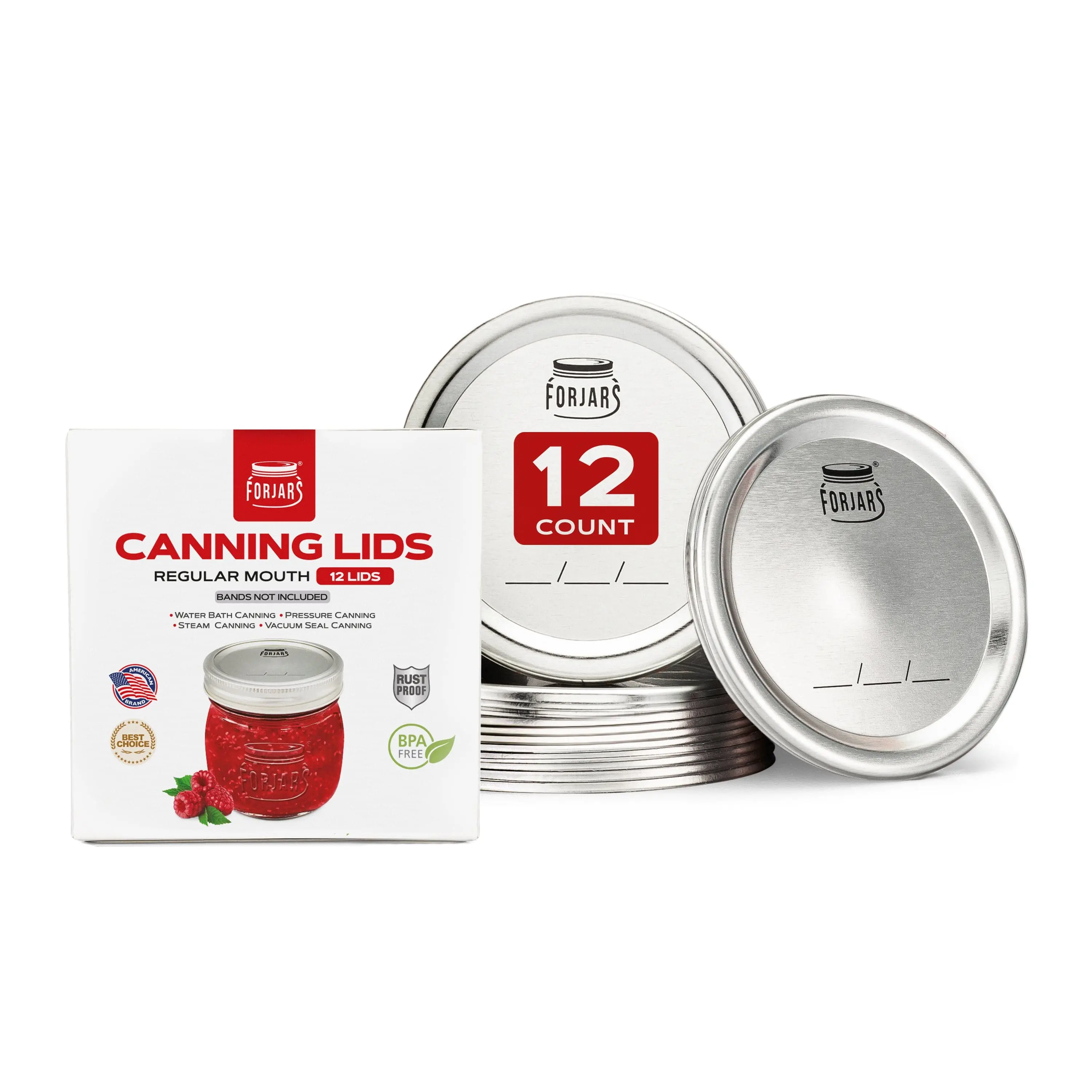 FORJARS - 12 Regular Lids Reusable Lids Bpa Free Lids