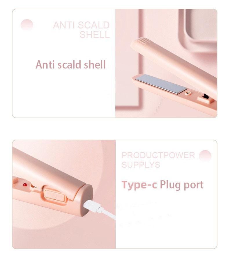 USB Power Portable Hair Styler: 2-in-1 Mini Flat Iron & Curling Wand for Travel, Quick Touch-Ups, and Bangs | Fast Heating, Dual Voltage, Perfect for On-the-Go, Dorm Room, and Small Bathroom Use plancha de cabello