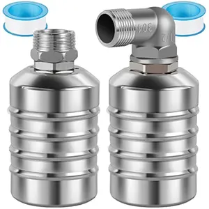 2PCS Water Level Control 2Pcs Float Valve 304 Stainless Steel Mini Floating Ball Valve Auto Shut OFF Upper/Side Water Intake Safe Water Tank