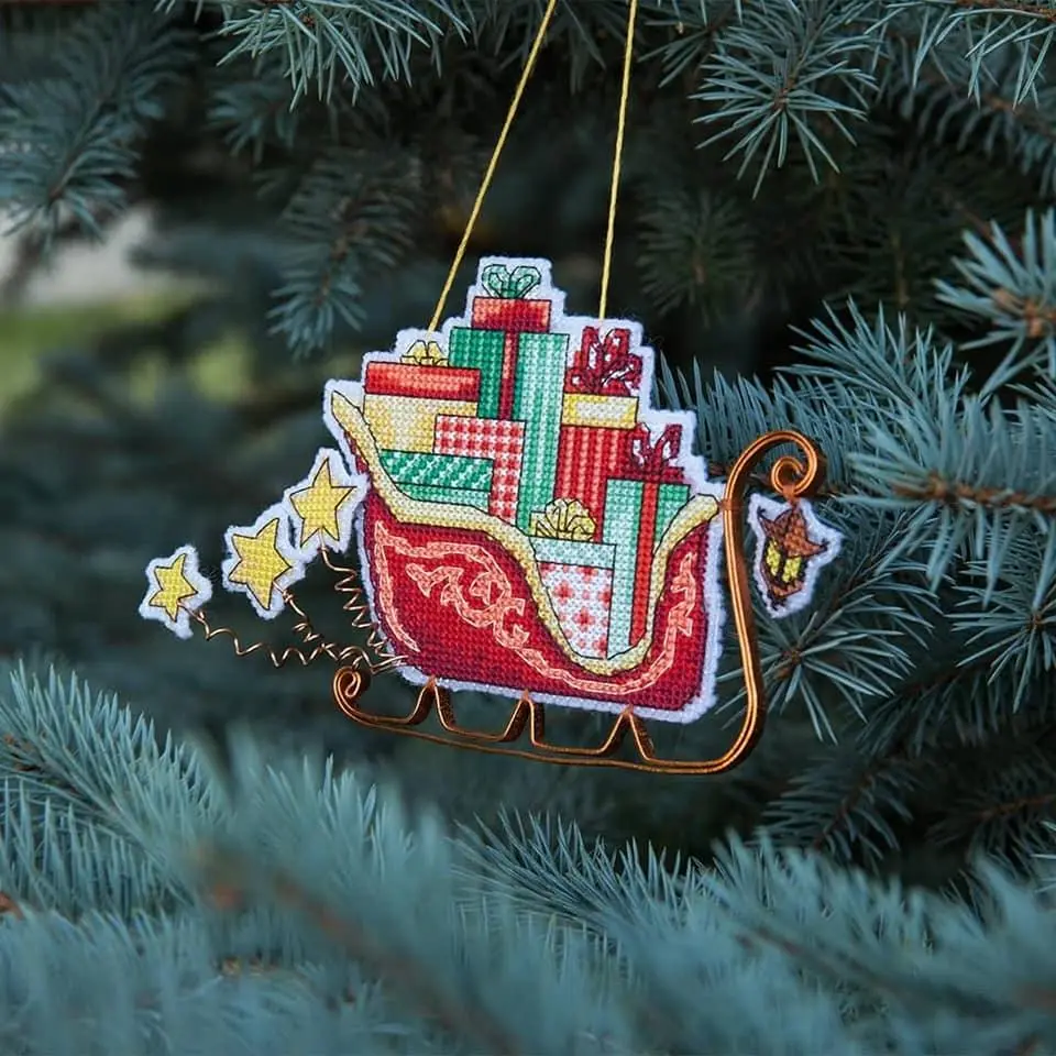Christmas Tree Toy Plastic Canvas Cross-Stitch Kit by Charivna Mit T-01C