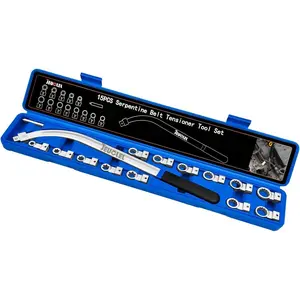 15PCS Universal Auxiliary Idler Belt Tensioner Pulley Removal Tool Kit, 12-Point 12-19mm (0.47"-0.74") Serpentine Belt Tension Pulley Wrench Set, Engine Timing Belt Tensioning Nut Bolt Screw Remover