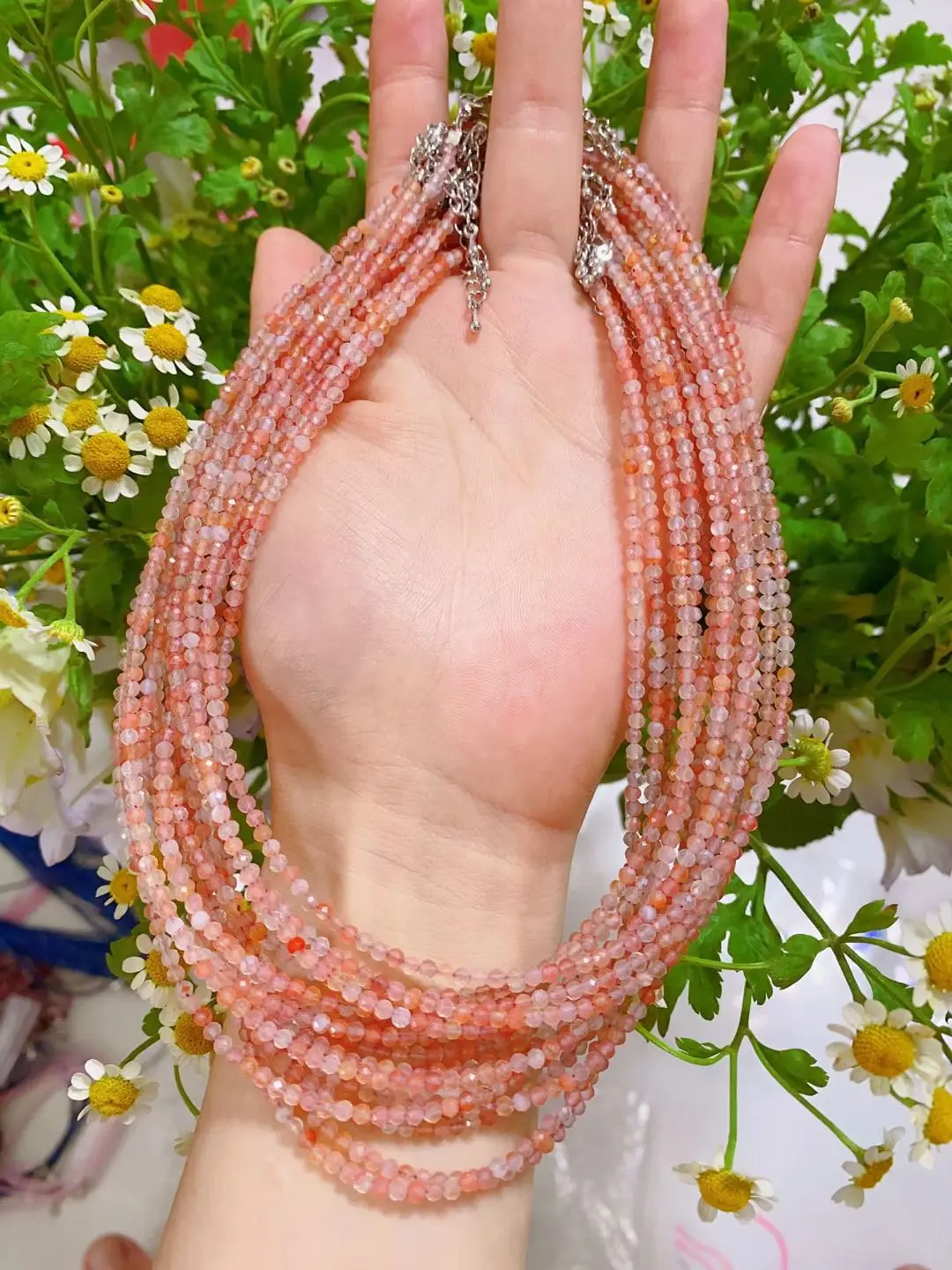 Lily(10607)gc.Natural faceted collar crystal necklace, adjustable in length
