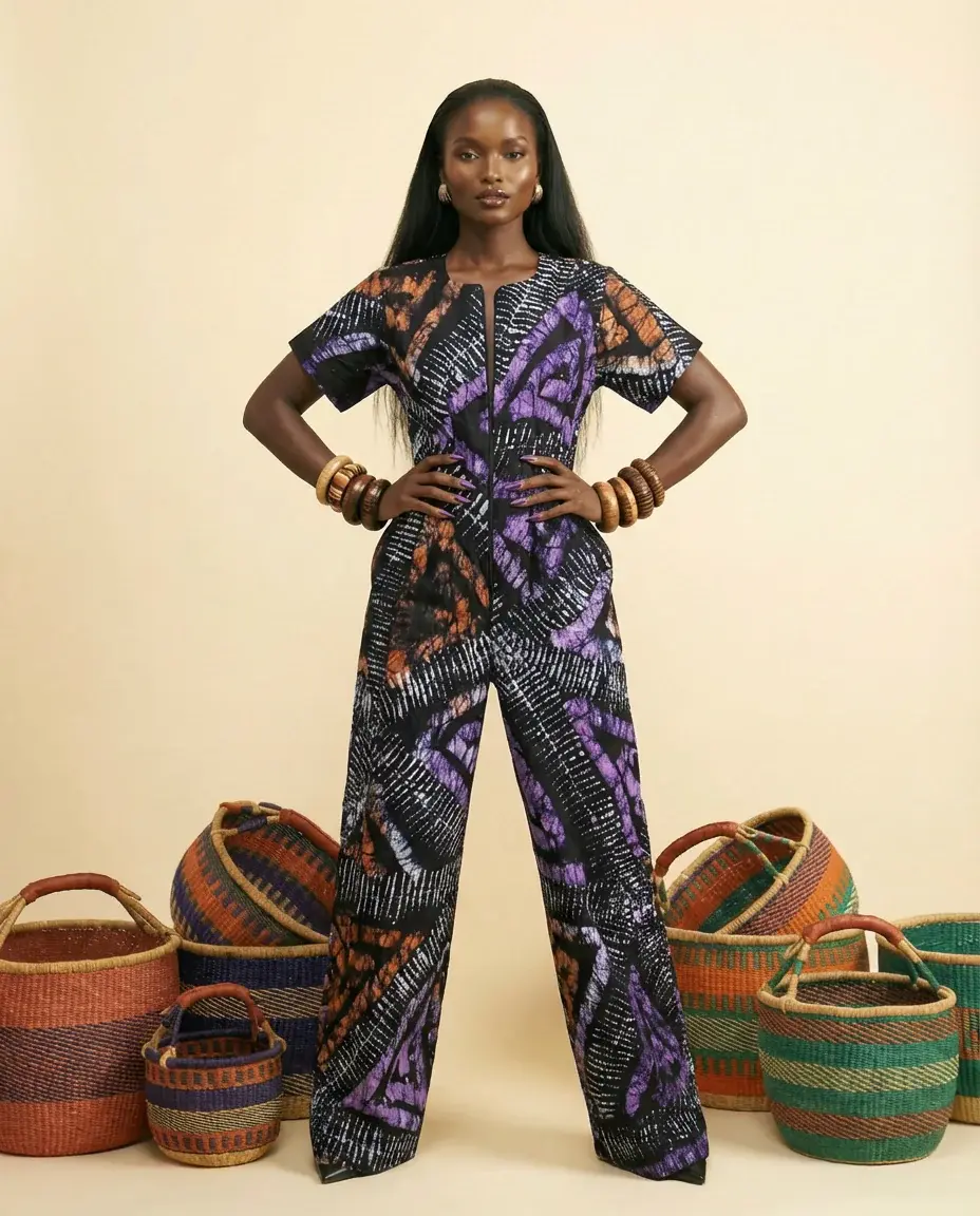 Ewecham Adire Relaxed Jumpsuit - Effortless Luxury