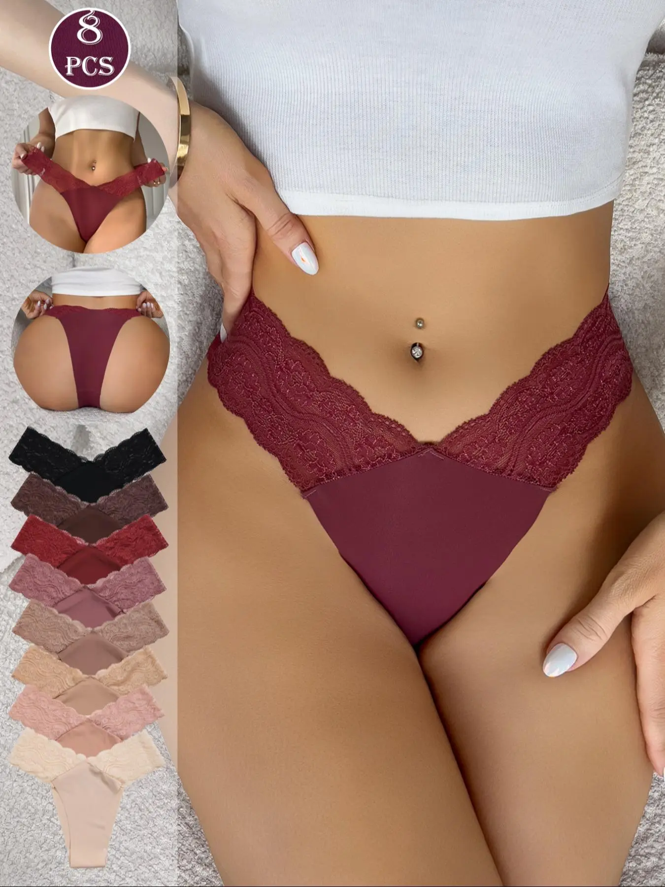 Women's Solid Color Lace Panty, Soft Minimalist Panty, Soft Comfy Breathable Knicker for Daily Wear, Underwear for Women, Everyday Panties, Soft Breathable Panties