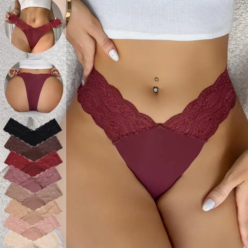 Women's Solid Color Lace Panty, Soft Minimalist Panty, Soft Comfy Breathable Knicker for Daily Wear, Underwear for Women, Everyday Panties, Soft Breathable Panties