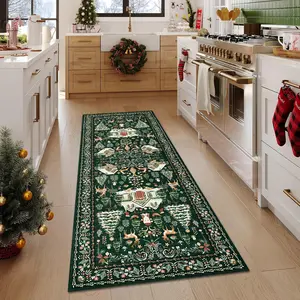 Christmas Tree Cabin Print Rug, Multiple Color Patterns Available, Cozy Fashion Home Decor, Indoor Outdoor Use, Soft Durable Carpet, Farmhouse Kitchen Rugs