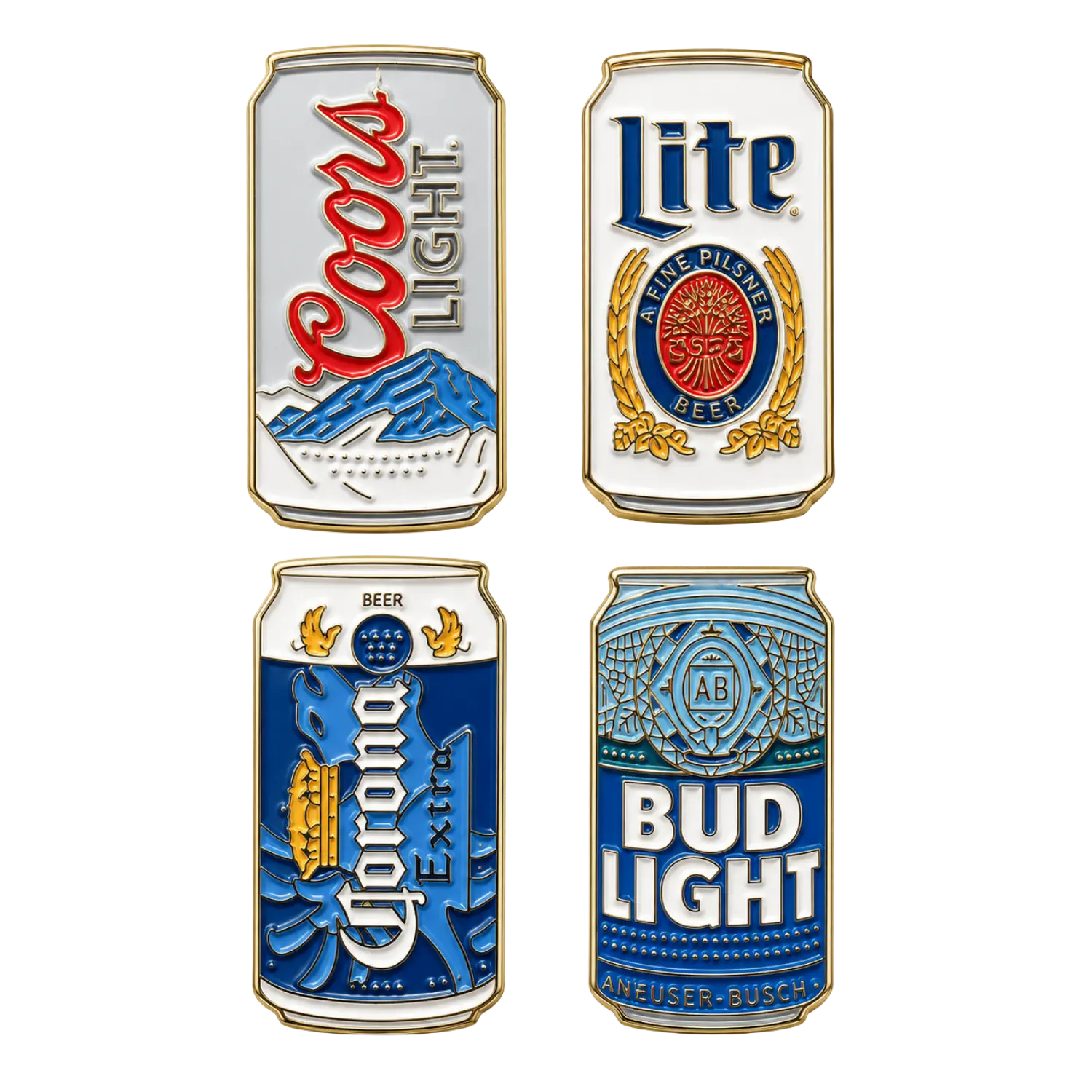 Metal Beer Can Premium Style Golf Ball Markers 4 PACK – Magnetic Golf Ball Marker Set – Funny Golf Accessories for Golfers
