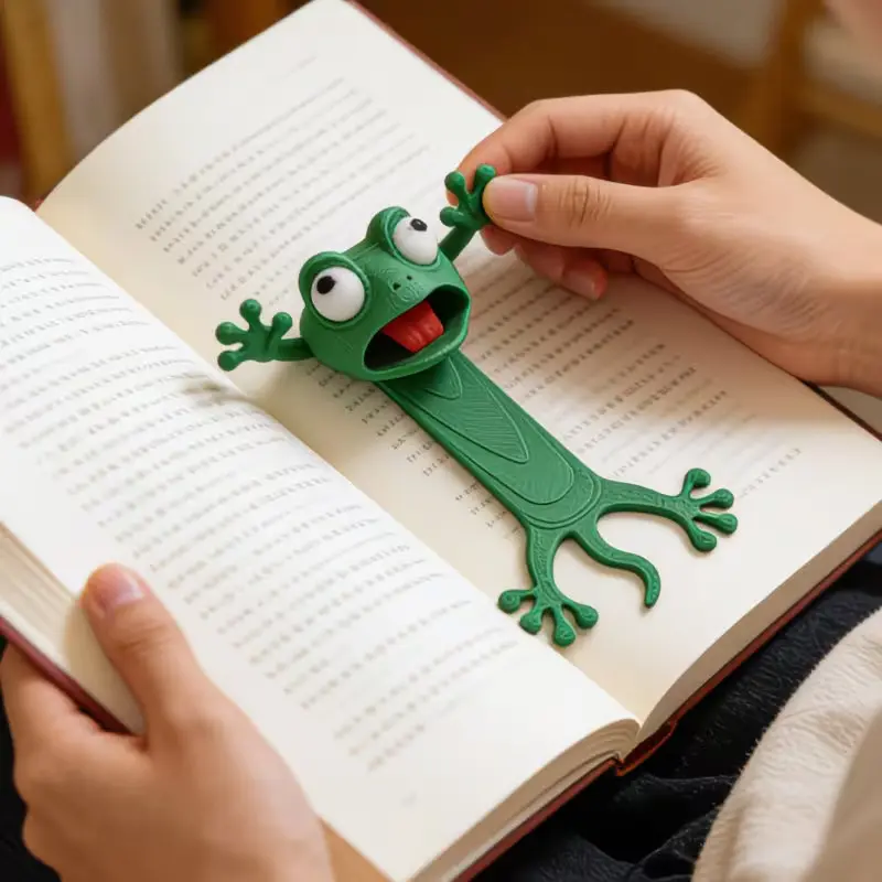 1PC Funny 3D Frog Bookmark - Cute & Weird Frog Book Clip - Creative Cartoon Stationery - Funny Lazy Frog Page Marker - Novelty Gift for Readers & Book Lovers