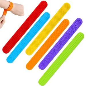 Silicone Slap Bracelets, Textured Silicone Sensory Bracelets for Kids and Adults Calming Tools for Autism, Party Favors, Gifts & Rewards for Stress Relief, Office Desk and Ideal for Classroom Rewards
