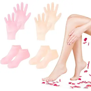 4 Pairs Silicone Socks And Gloves Set For Dry Cracked Feet And Hands, Silicone Foot Socks For Women, Moisturizing Feet