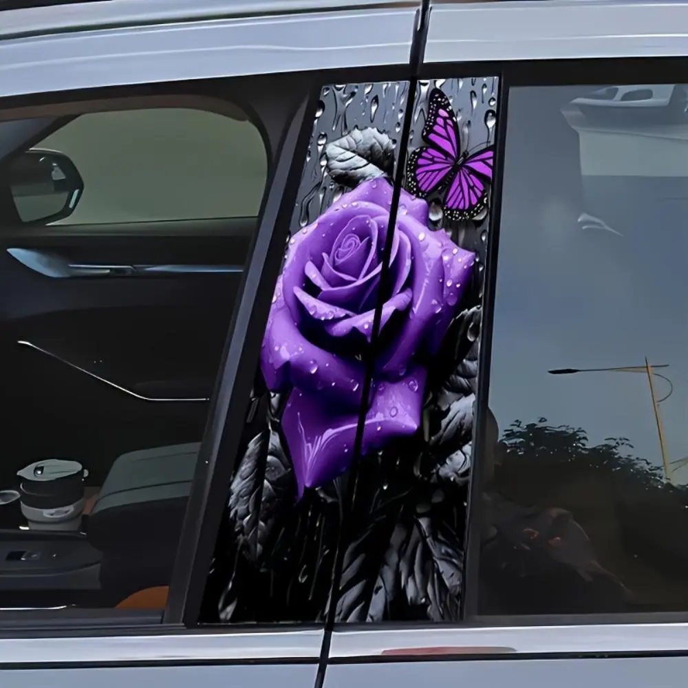 Rose & Butterfly Pattern Universal Car Sticker, Self Adhesive Car Decal, Decals for Vehicles, Vehicle Exterior Decoration, Car Exterior Decoration Accessories for Car Window Bumper Door