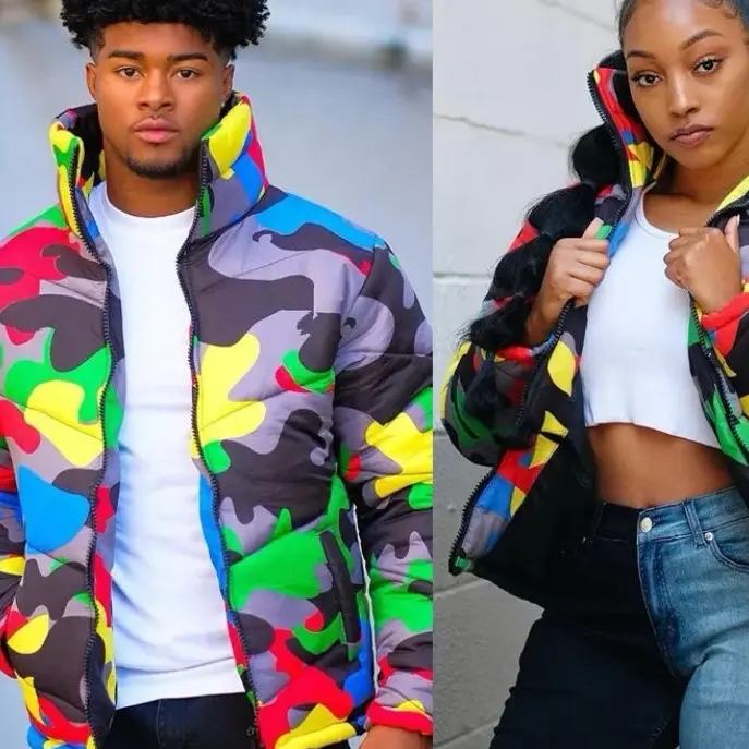 Poison Apple Colorful Camo Bubble Coat