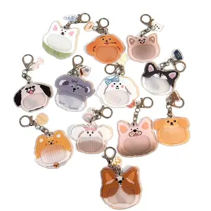 Cute Dog Memory Photo Frame Keychain with Cartoon Character, Pet DIY Acrylic Photo Frame
