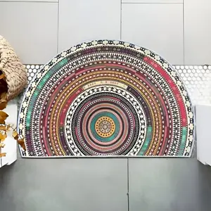 Boho Style Semicircular Door Mat, Boho Graphic Rug, Non-Slip Soft Floor Carpet, Washable Decorative Area Rug for Home Living Room, Bedroom, Kitchen