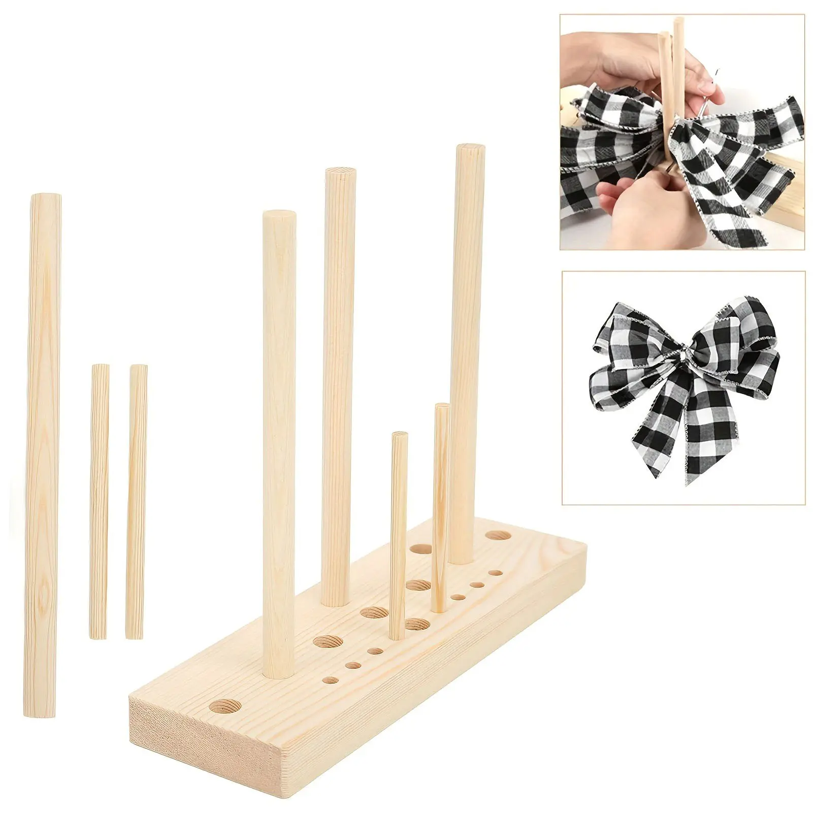 Wooden Bow Maker, Handcrafted DIY Bow Making Tool for Christmas Holiday Decor, Gift Wrapping Ribbon, Craft Bows for Wreaths Garland Home Decor, Easy to Use Wood Craft Tool for Beginners