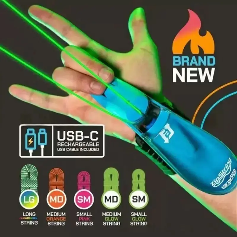 Auto Retract Spider Silk Wrist Launcher, Luminous String Shooter USB Charging Cosplay Toy