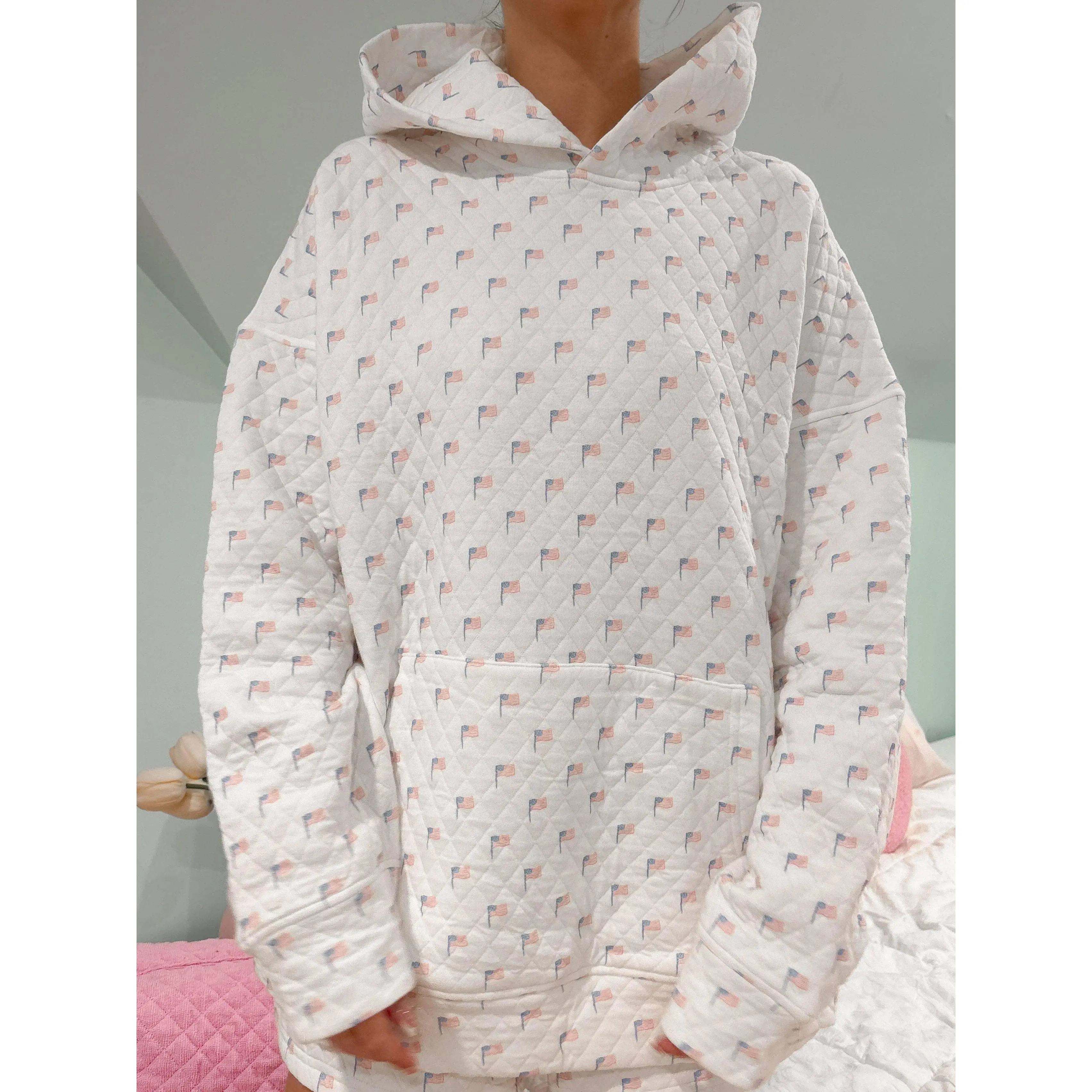 American Flag Hamptons Quilted Hoodie
