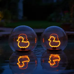 UUFFOO 2-Pack 6“ Solar Floating LED Lamp with Stick, 3 Ways to Use for Outdoor Pool / Patio / Table Decor, IP66 Waterproof Weatherproof