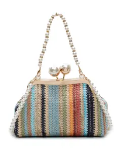 Women's Colorful Woven Crossbody Bag, Crossbody Clutch, Vacation Shopping Versatile, Ultra-Light Three-Use, Glossy Hardware Craftsmanship, Summer New 2026