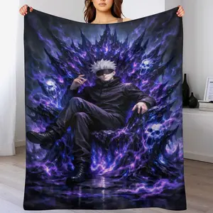 Gojo Satoru Purple Flame Throne Blanket | Epic  Anime Throw Blanket