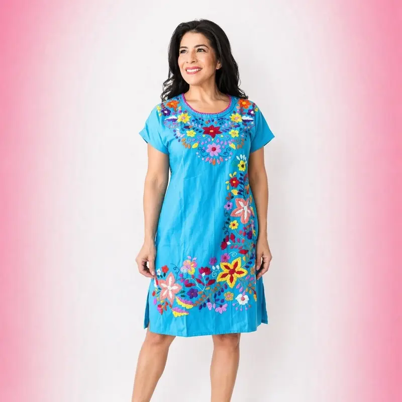 Vestido Valeria - Mexican dress Handmade in Oaxaca Mexico Embroidered Dresses - vestido mexicano hecho a mano artesanal - elegante tradicional  Casual Traditional Elegance - vestido artesanal hecho en México