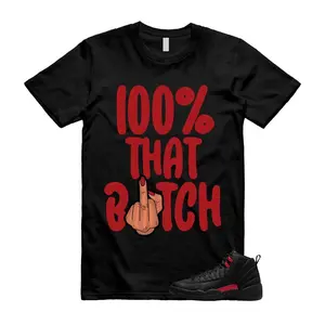 AJ12 Bloodline Black Red Match T Shirt, 100 That B!tch Graphic Tee, 90s Hip Hop Tee, Gift For Women and Man Unisex T-Shirt, Cozy Gift