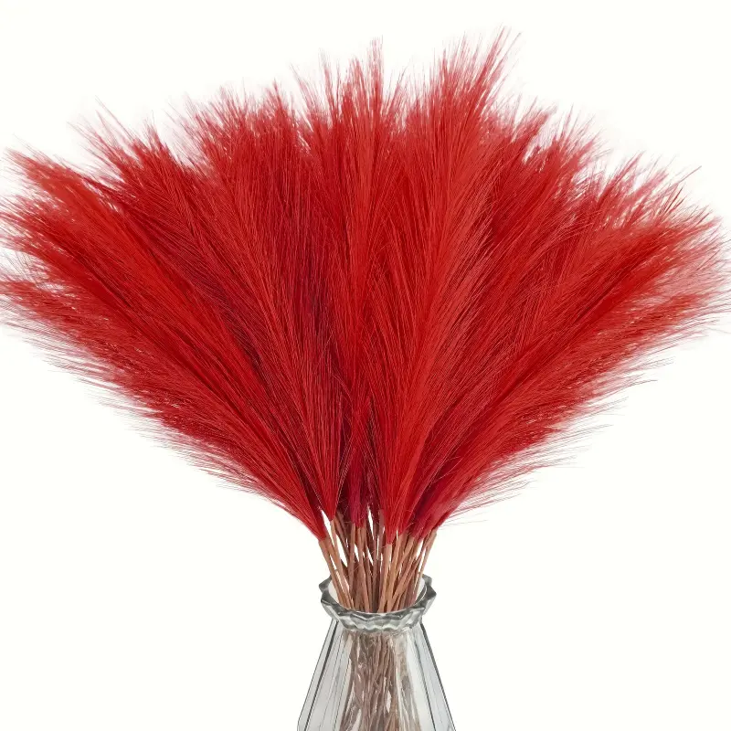 20 pieces of red artificial reed Pampas grass, Artificial Plants, artificial flowers autumn and winter decorations, Bohemian style home decoration, weddings and engagement scenes, Decorative Fake Plants