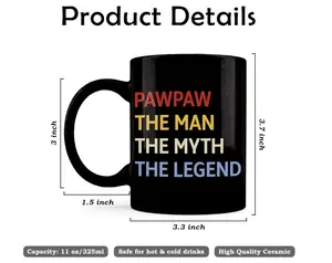 Pawpaw Grandpa Mug, Grandpa Gifts from Grandkids Ceramic Coffee Cup, Pawpaw Grandfather Gifts for Birthday Christmas Coffee Tea Mugs 11 oz