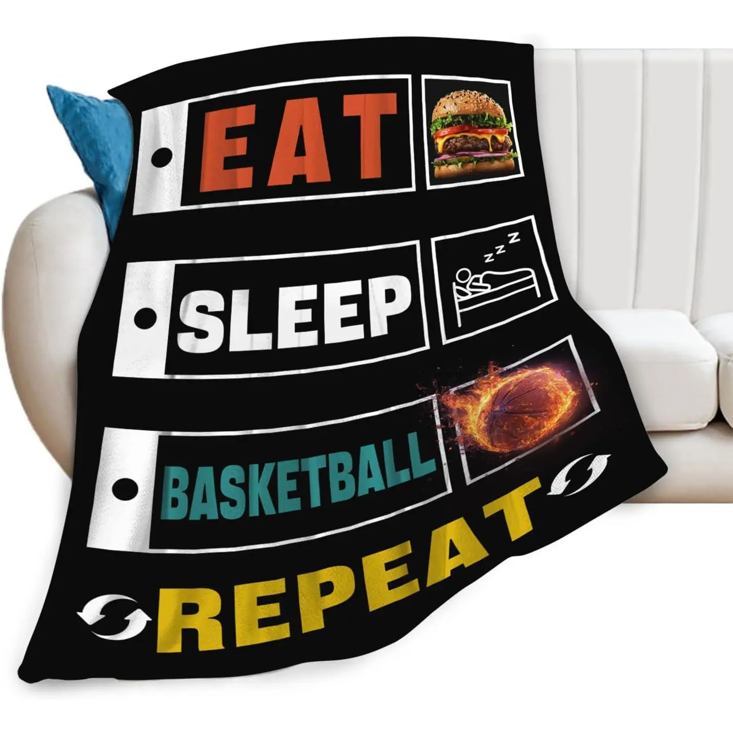 Custom Basketball Blanket, Personalized Sports Throw - Cozy Plush Fleece Flannel, Lightweight Fuzzy Blanket for Kids, Adults (50"X40"), Custom Blanket, Personalized Blankets