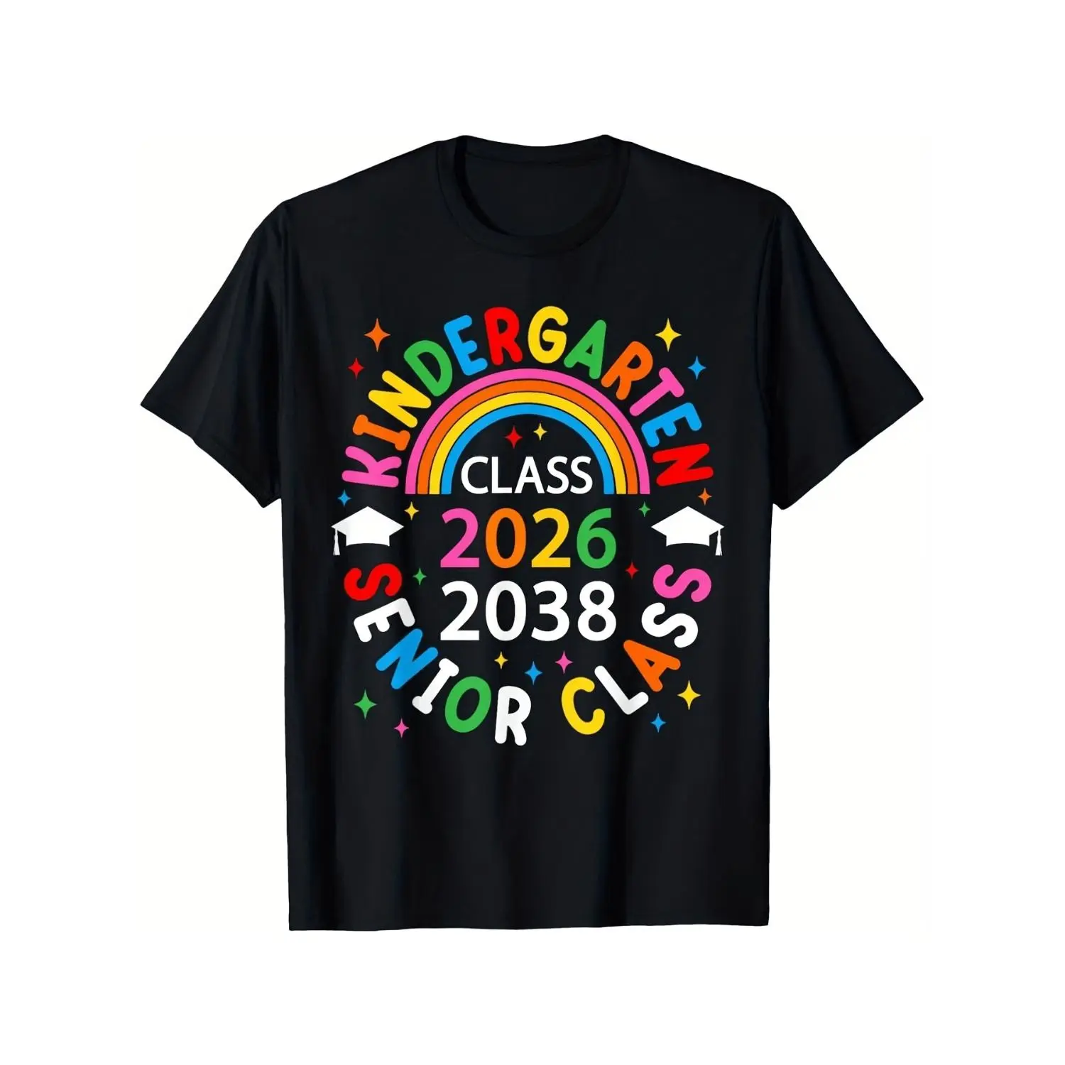 summerwins Kids' 2026-2038 Kindergarten Graduation T-Shirt - Soft Loose Short Sleeve Cute Girls' T-Shirt, Diploma & Rainbow Design Outfit, Transition Gift for Entering 1st Grade (Sizes 120-160), Cute Girls' T-Shirts