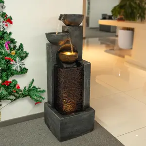 Modern LED Rock Waterfall Fountain – Indoor & Outdoor Cascading Water Feature for Garden & Courtyard Decor