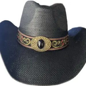 Black Cowboy Hat, Decorative Floral Band Accessory
