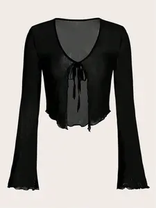 Fashionable gauze style elegant versatile and comfortable Long Sleeve women's cardigan, a must-have cool cardigan in summer