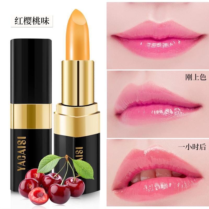 Yacaisi Red Cherry Healthy Temperature Changing Lip Balm Moisturizing Nourishing Fade Lip Lines Thousands of People Thousands of Colors Color Changing Lipstick Wholesale