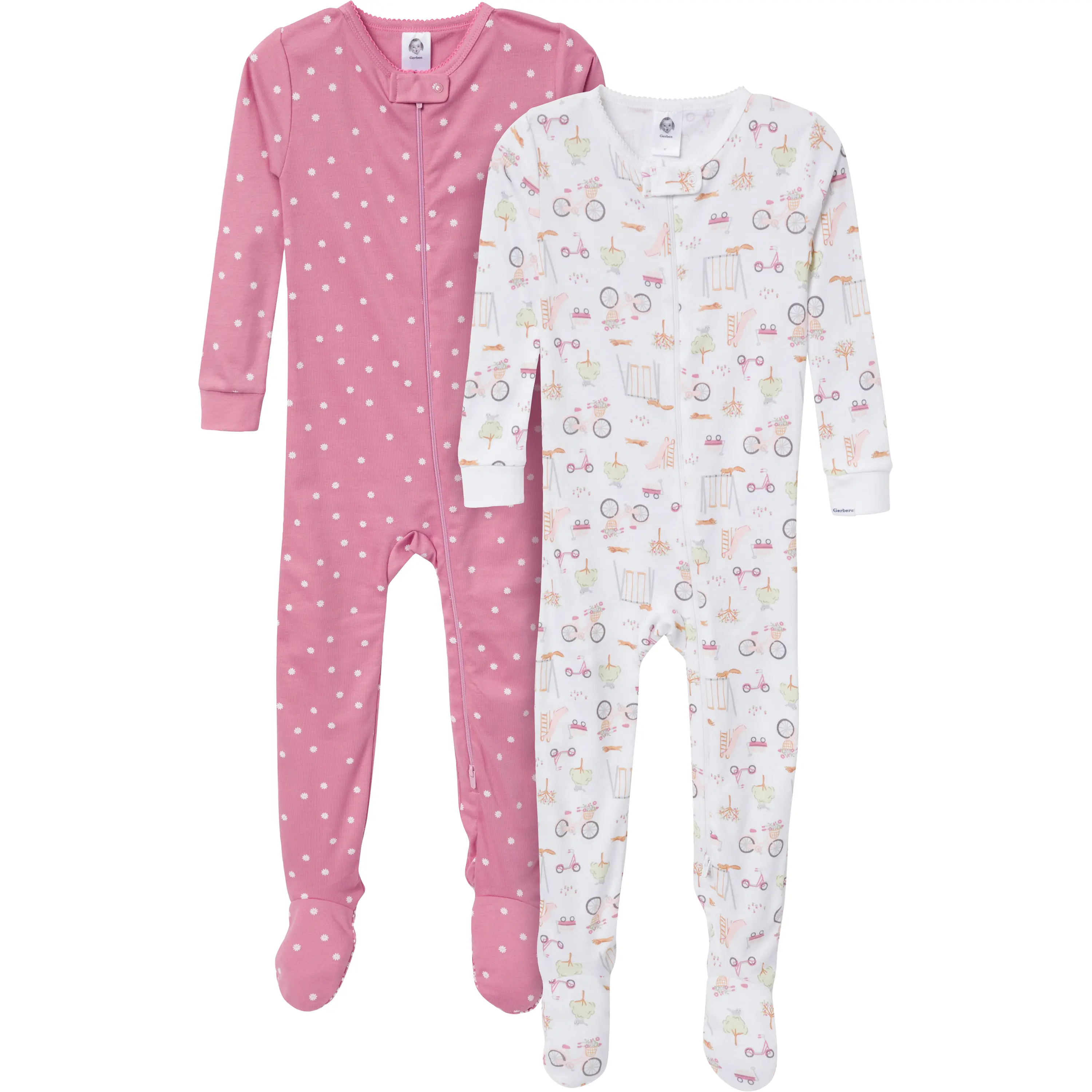 Gerber Toddler Girls' Snug Fit Footed Pajamas, 2-Pack, Dogs