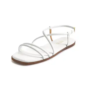 Women's Strappy Flat Sandals Summer Lace Up Open Toe Comfortable Slip-On Ankle Strap Sandals Girl Footwear
