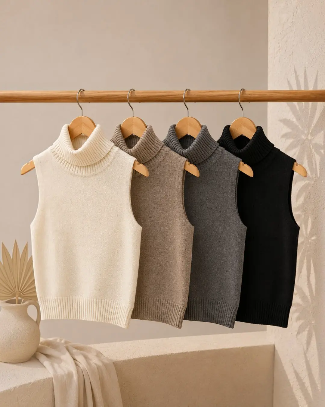 Sleeveless Turtle Neck  Sweater