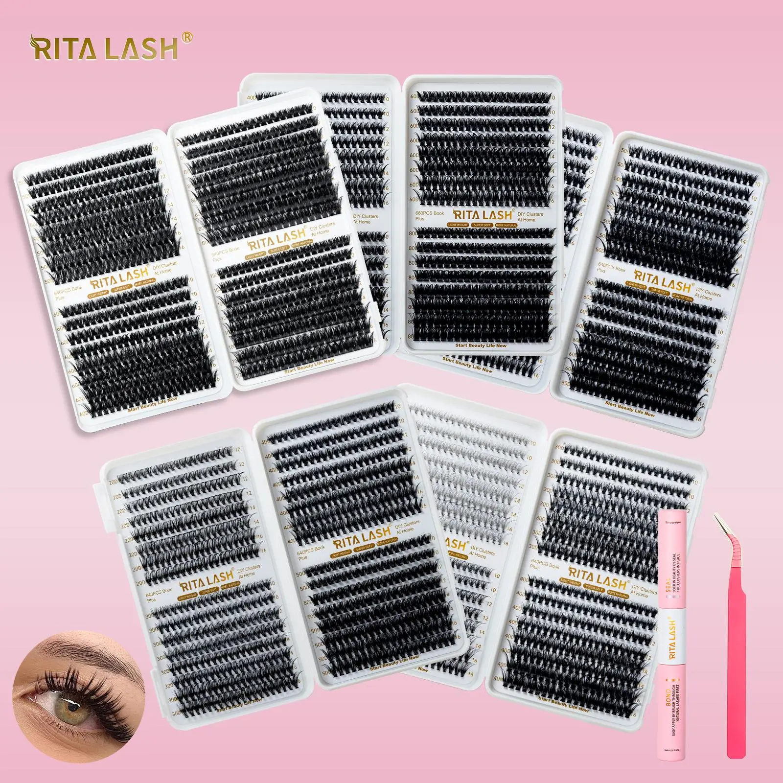 High Quality Eyelashes Mixed Size False Eyelashes, 640pcs/set Natural Look Eyelash Extensions, Self Grafting Eyelash Clusters, False Eyelash Clusters,