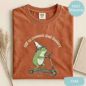 Comfort Colors® Dad Frog Shirt, Off to Commit Dad Foolery Tee, Funny Frog Scooter Shirt, Dada Gift, Cute Pregnancy Announcement Tee