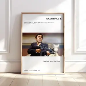 Scarface (1983) Modern Style Movie Poster | Classic Movie Art Print | Film & Movie Night | Cinema Poster