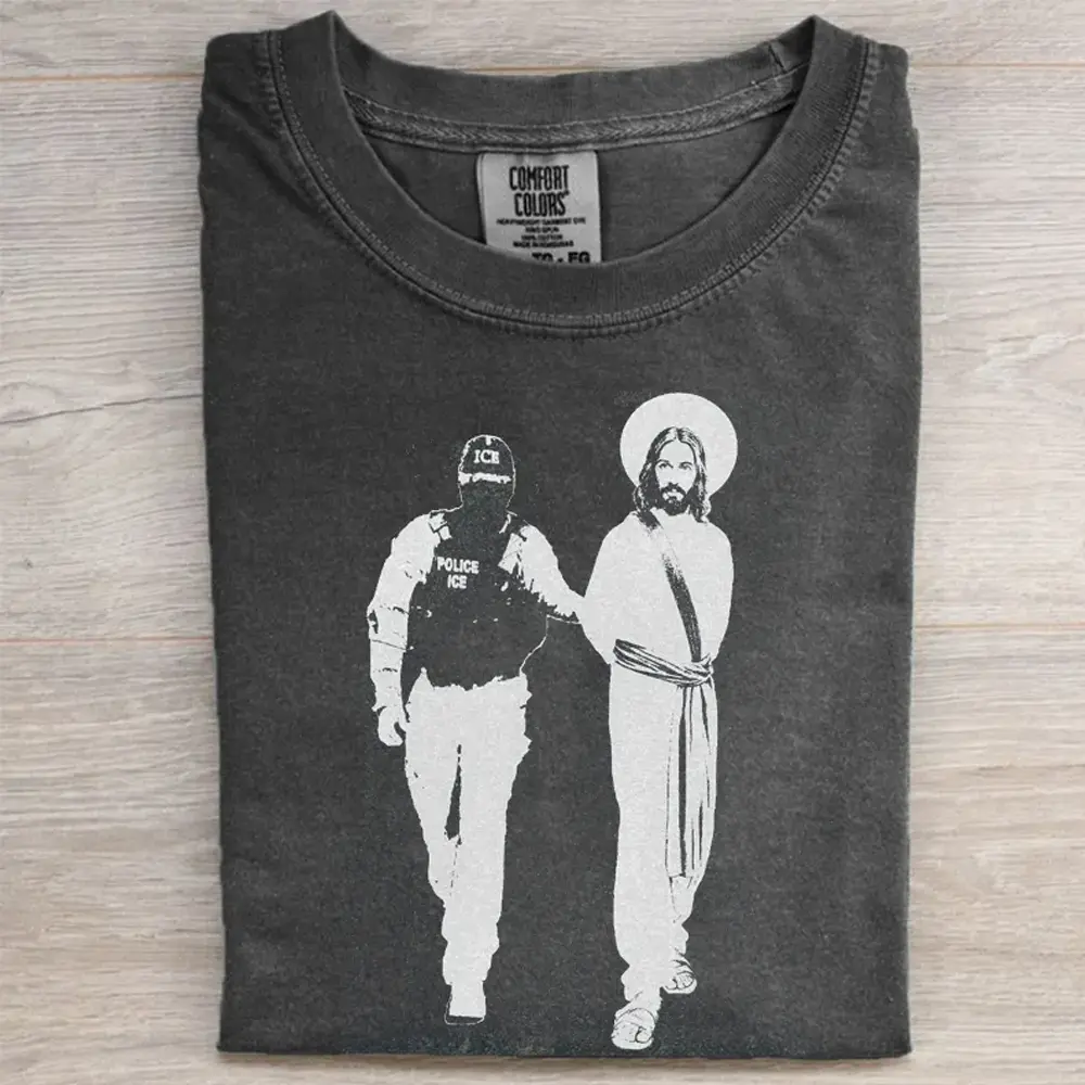 Vintage Anti ICE Jesus Arrested Parody T-shirt