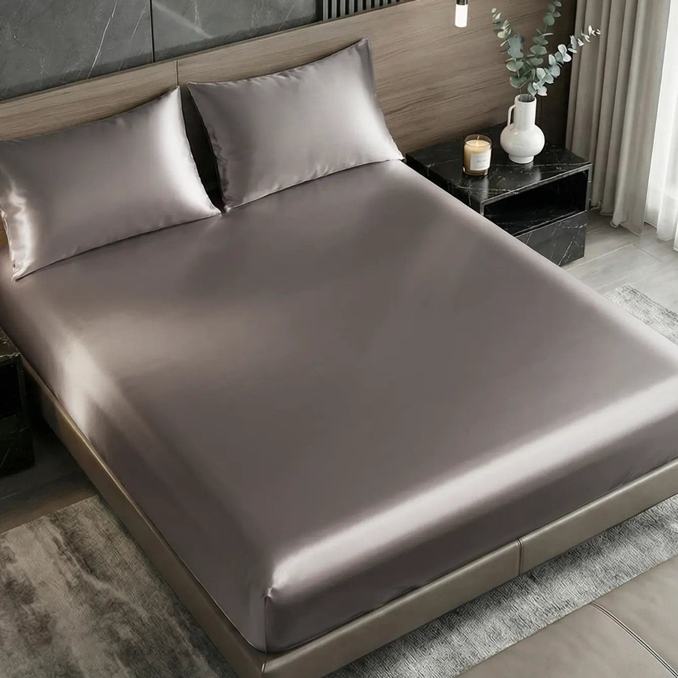 2/3 Pcs Satin Fitted Sheet, Cozy Bed Sheet Sets, Silk Sheets, Soft, Comfortable, Skin-Friendly Bedding, Fits for Twin/Full/Queen/King Bed Sizes, Machine Washable