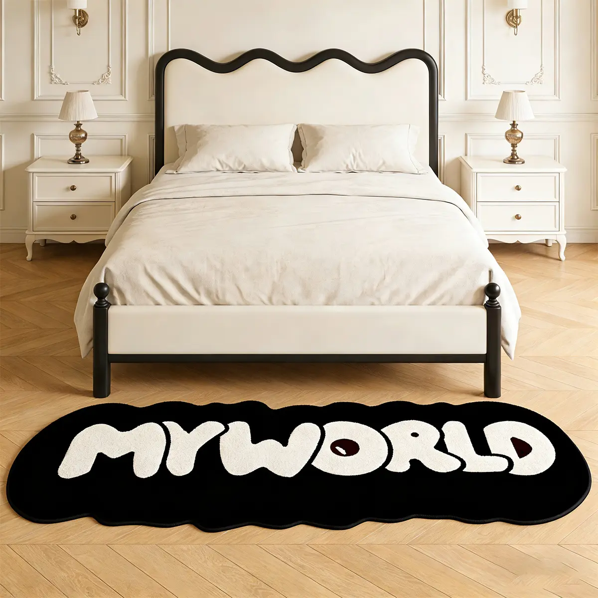 Creative Bedroom Letter Print Rug, Fashion Vintage Simple English Letters Long Strip Mat, Soft Comfortable Plush Foot Pad, Home Decor Rug