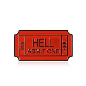 Y2k New Cool Funny Gift Brooch Funny Red One Way Ticket To Hell 666 Enamel Pin New Cool Funny Gift Brooch Lapel Kawaii Accessories for Men & Women for Party Decor Joke Summer Time Parody Funny Meme Pin Cute Summer Fashion Backpack Jacket