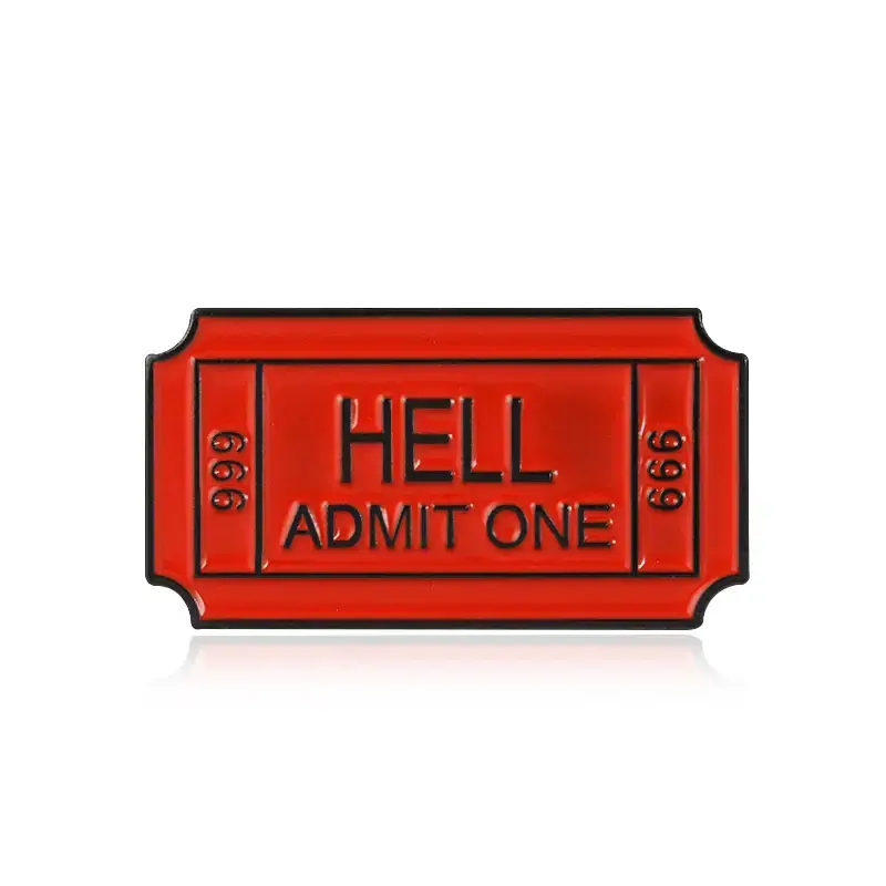 Y2k New Cool Funny Gift Brooch Funny Red One Way Ticket To Hell 666 Enamel Pin New Cool Funny Gift Brooch Lapel Kawaii Accessories for Men & Women for Party Decor Joke Summer Time Parody Funny Meme Pin Cute Summer Fashion Backpack Jacket